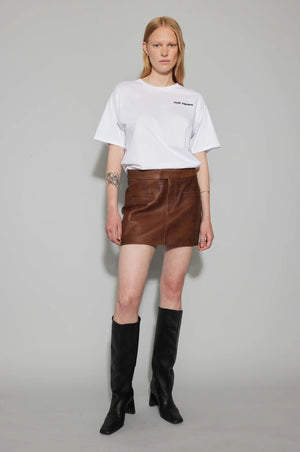 Oval Square Rocky leather mini skirt vintage leather brown | Pipe and Row