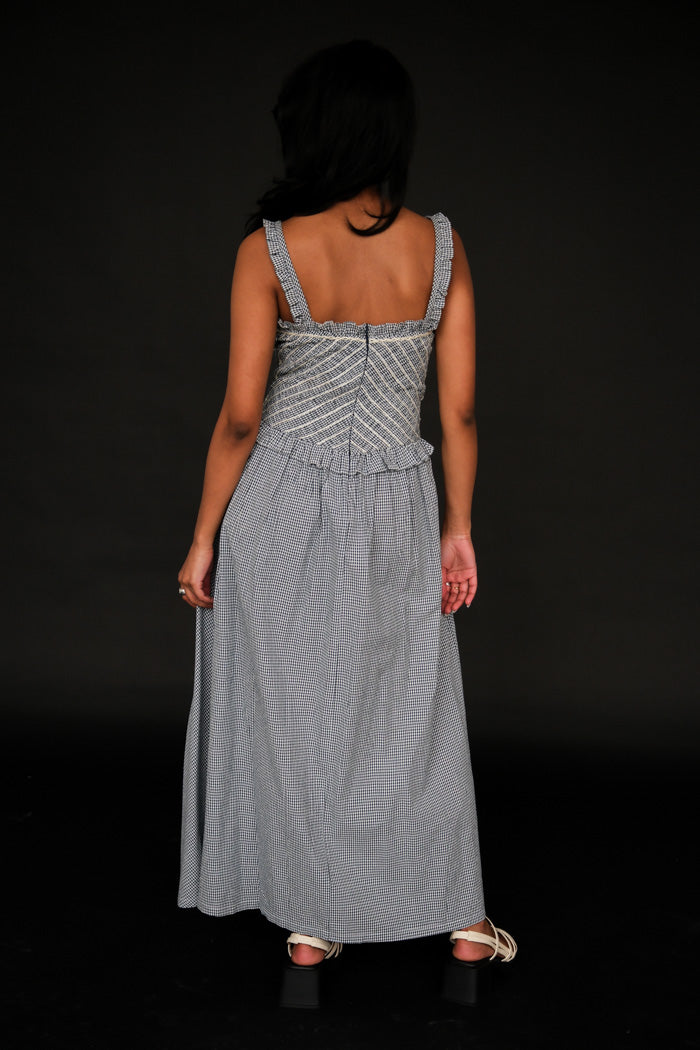 Tach Victoria smocked blue gingham maxi dress | Pipe and Row Seattle