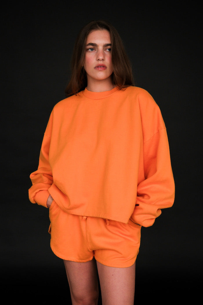 Toit Volant relaxed oversized Sonia wide sweatshirt tangerine orange | Pipe and Row