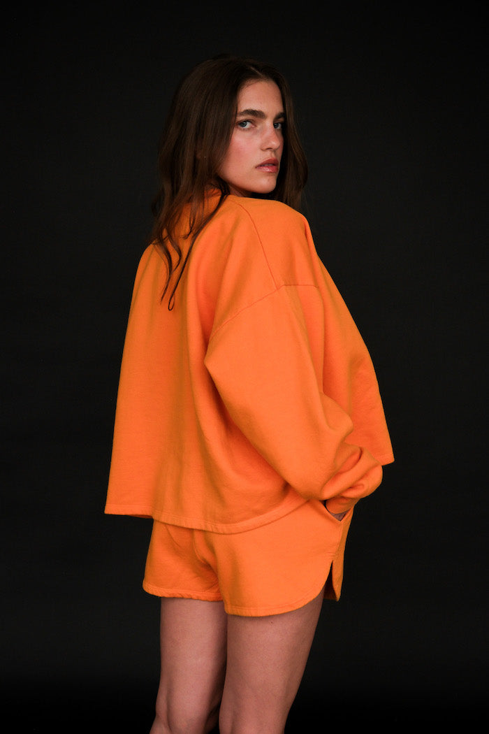 Toit Volant relaxed oversized Sonia wide sweatshirt tangerine orange | Pipe and Row