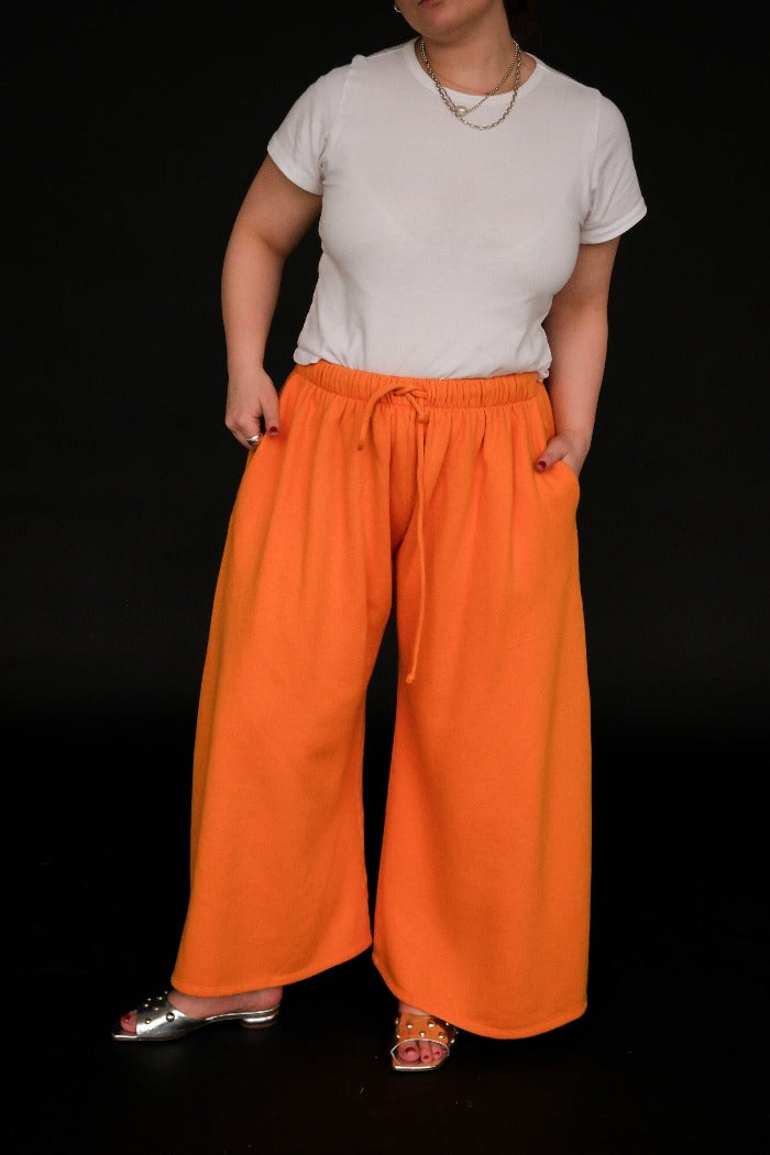 Toit Volant west wide leg sweatpants orange tangerine | Pipe and Row