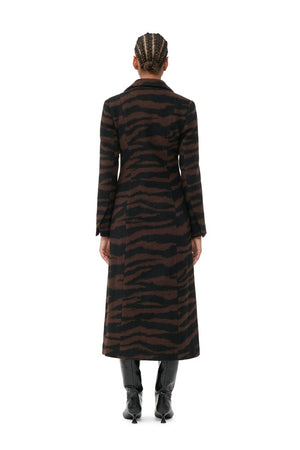 WOOL JACQUARD FITTED COAT