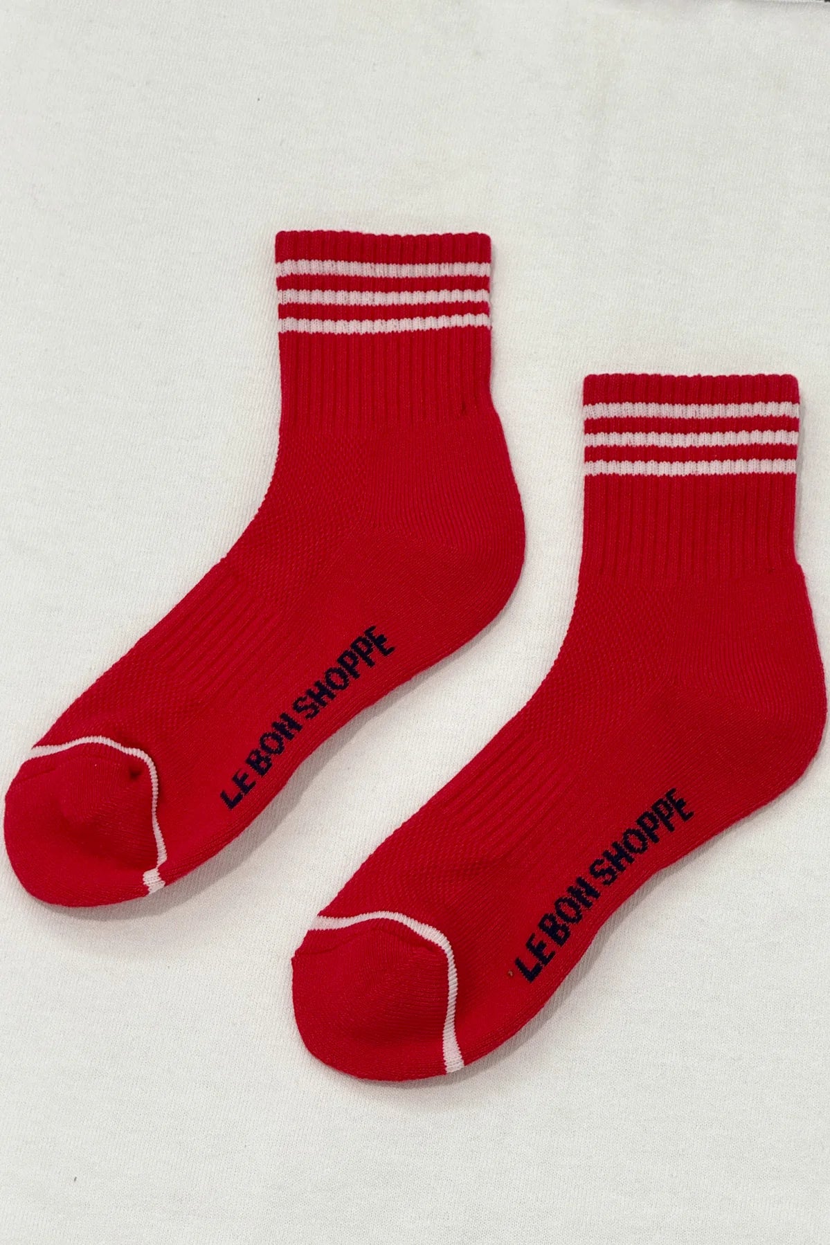 Le Bon Shoppe ribbed Girlfriend socks scarlet red | pipe and row boutique