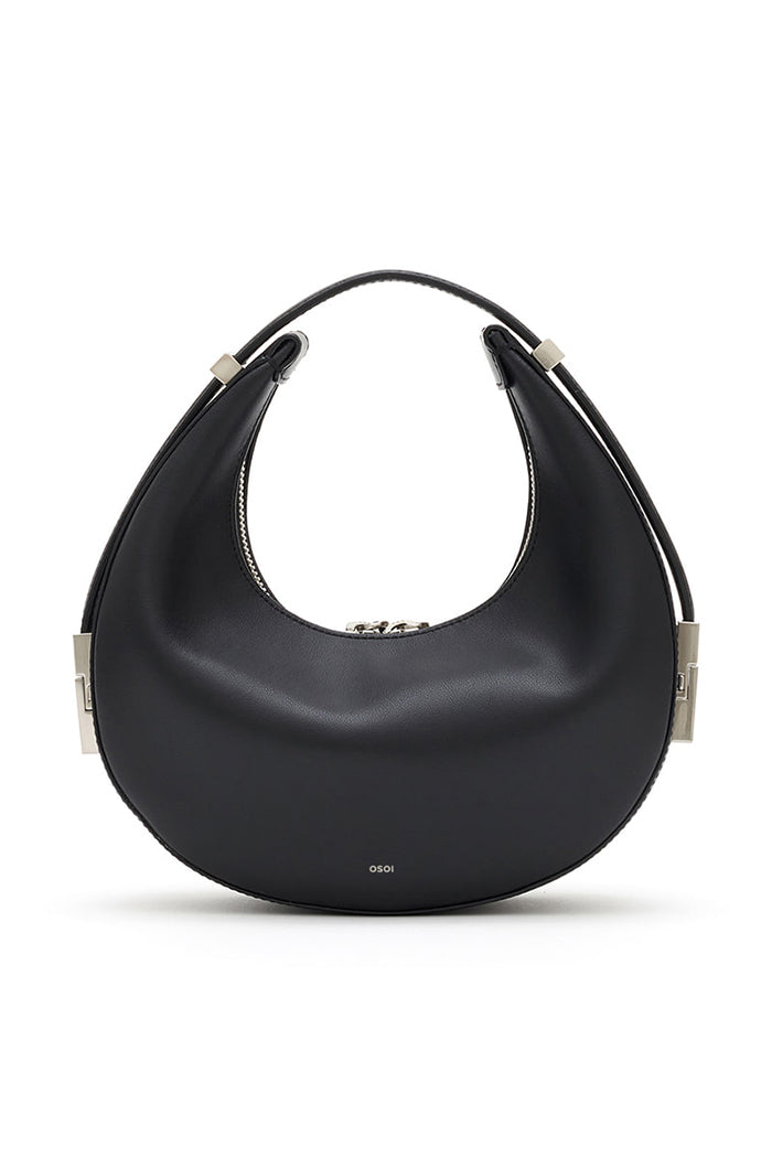 Osoi crescent shaped Toni mini bag smooth black leather | Pipe and Row