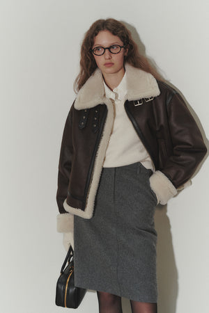 LOOSE FIT LINE SHEARLING JACKET