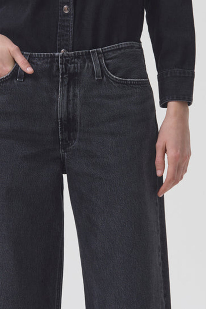 Agolde no waistband Lex low slung baggy Paradox washed black | Pipe and Row