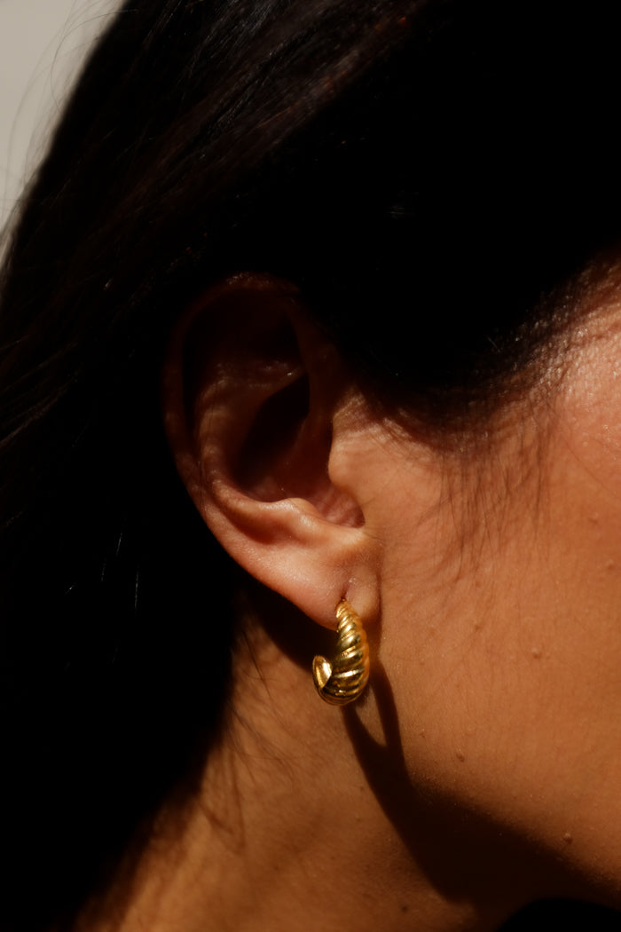 C'est textured small hoop earrings. .5" gold filled. PIPE AND ROW seattle