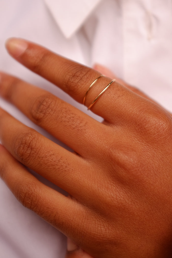Ultra thin smooth stacking ring gold tiny | PIPE AND ROW seattle pipeandrow.com