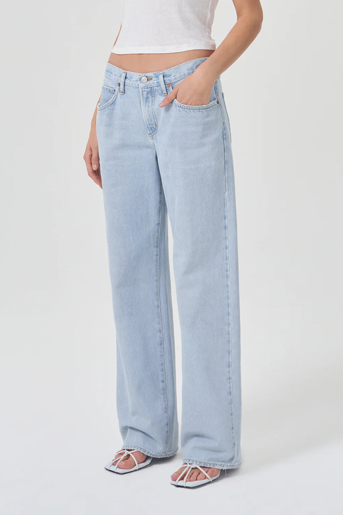 Agolde Fusion low rise baggy jean light indigo ceremony wash | Pipe and Row