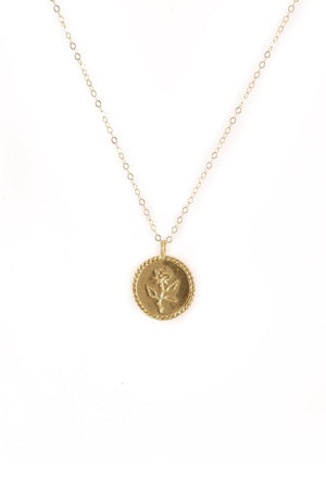 Wolf Circus engraved Rose Coin necklace 14k gold | Pipe and Row Seattle