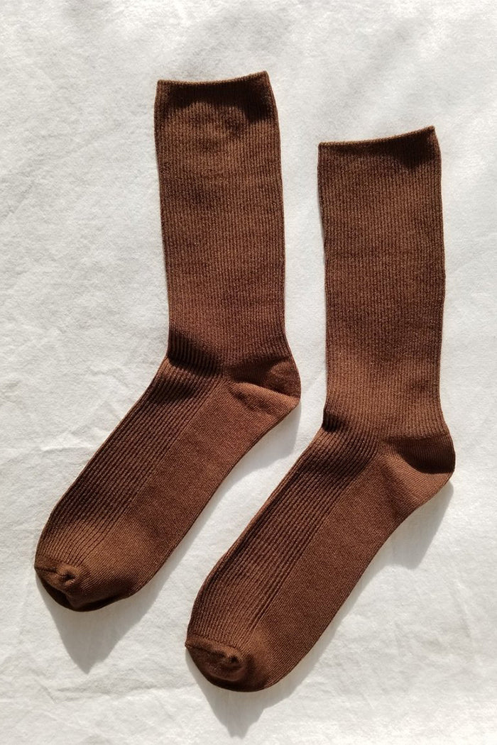 Le Bon Shoppe Trouser socks ribbed dijon brown | pipe and row seattle