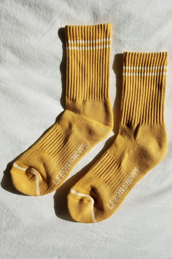 Le Bon Shoppe Boyfriend socks ribbed butter yellow | PIPE AND ROW boutique seattle