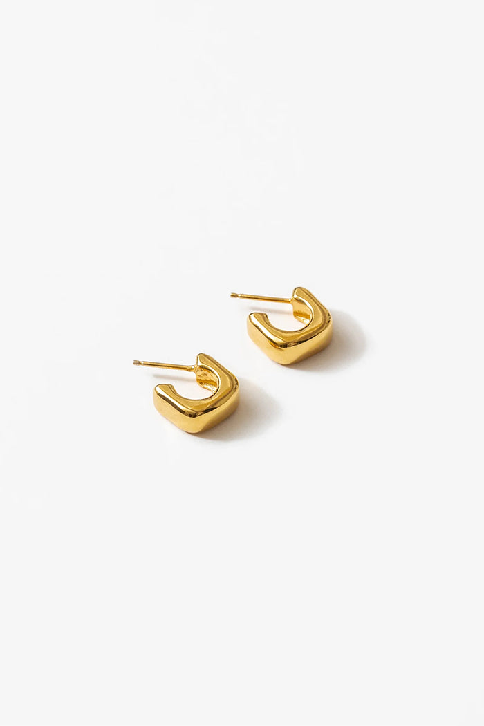 Wolf Circus Carissa thick square hoop stud earrings gold | Pipe and Row