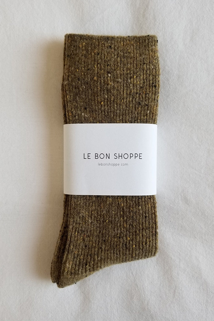 Le Bon Shoppe snow socks warm cozy speckled cedar wool silk cotton | Pipe and Row