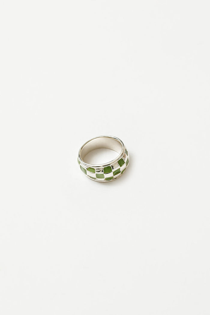 Wolf Circus Clara checkered ring green and silver | pipe and row seattle boutique