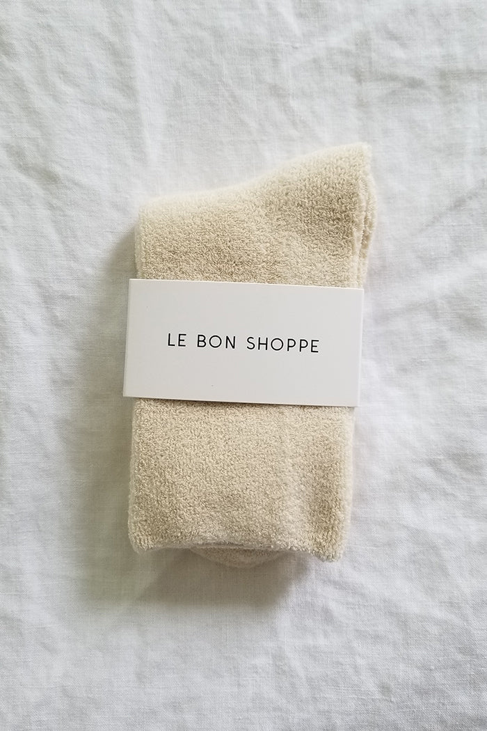 Le Bon Shoppe ecru cream terry comfy cozy terry cloth Cloud socks | Pipe and Row