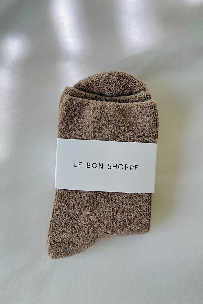 Le Bon Shoppe cozy terry cloth Cloud socks frappe brown tan| Pipe and Row