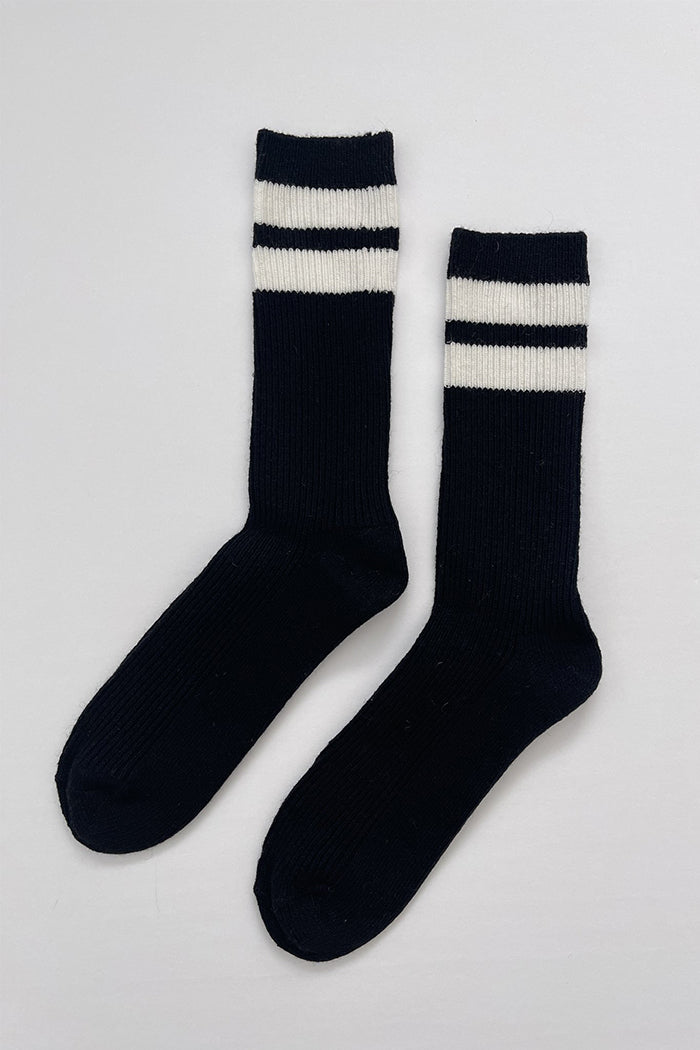 Le Bon Shoppe grandpa varsity socks black white sugar stripes | pipe and row