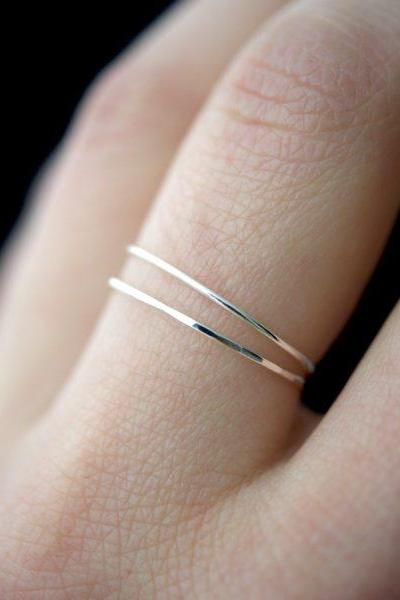 Ultra thin hammered stacking rings sterling silver Jewelry handmade | PIPE AND ROW Seattle