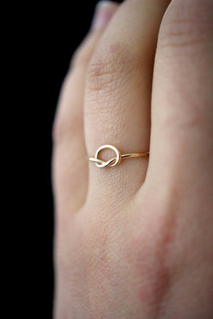 Minimal open knot stacking ring 14k Gold | pipe and row seattle