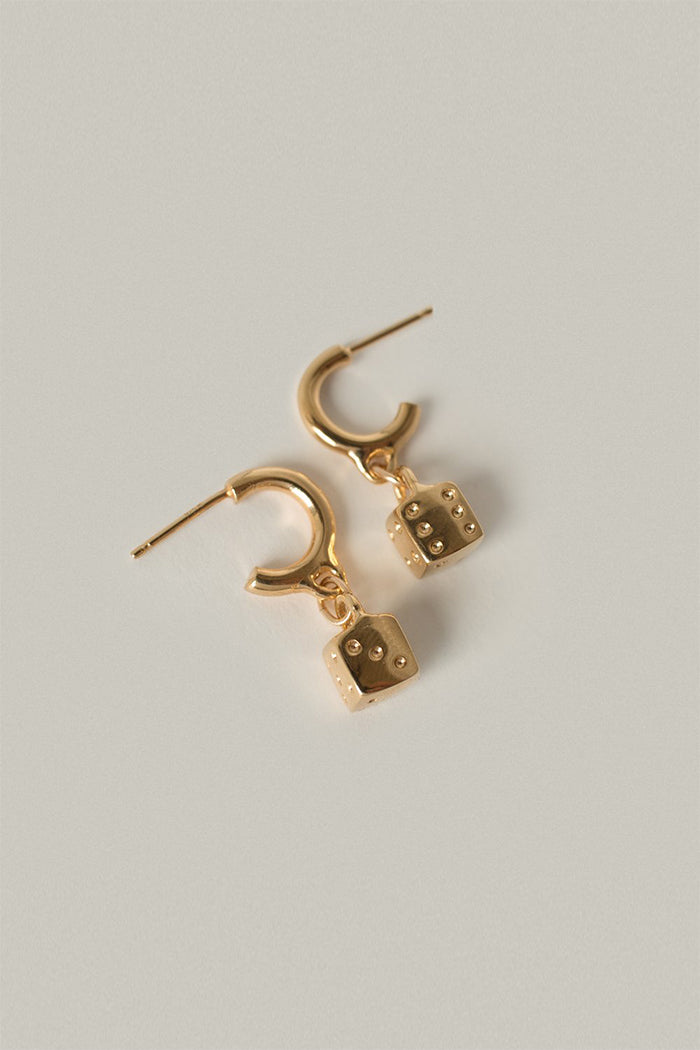 Merewif Little Luck hoop earrings with dangling lucky dice | Pipe and Row