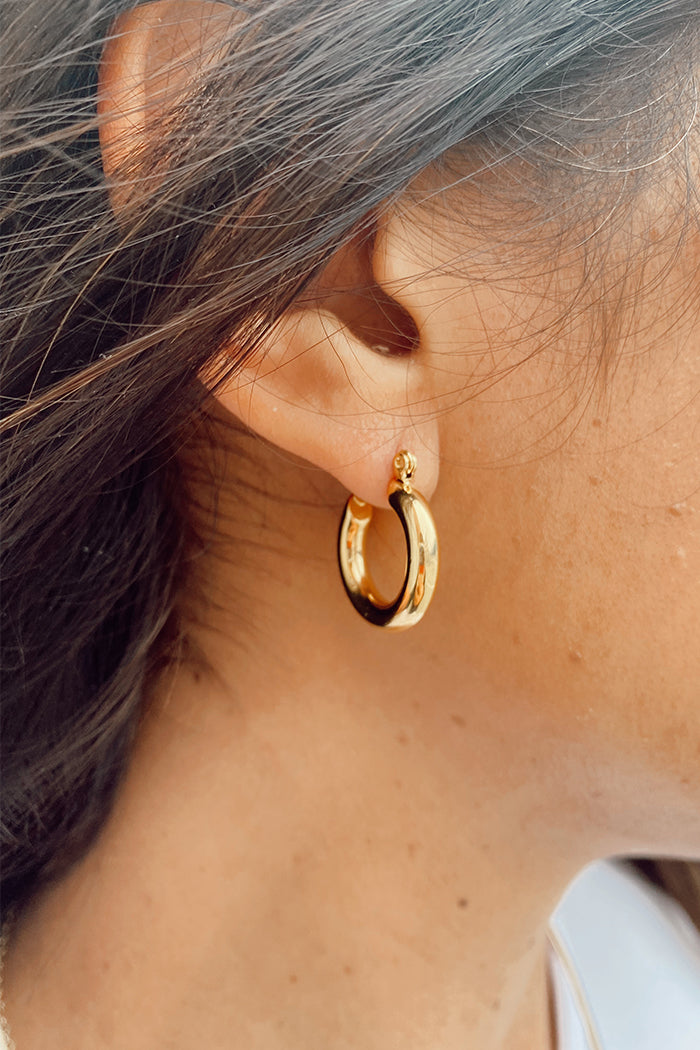 Gold dipped thick Mayson .75 inch hoops earrings | PIPE AND ROW Seattle