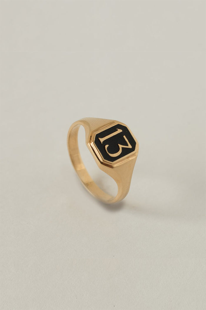 Merewif Lucky 13 signet ring black gold | pipe and row boutique seattle