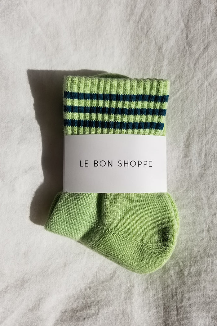 Le Bon Shoppe pistachio green Girlfriend socks stripe ribbed varsity | pipe and row boutique