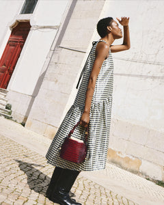 Ganni Bou bucket handbag in burgundy croc  PIPE AND ROW