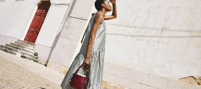 Ganni Bou bucket handbag in burgundy croc  PIPE AND ROW