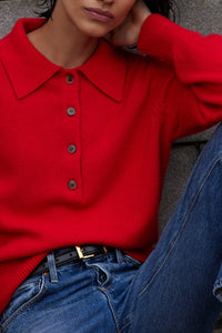 The Cashmere Polo in Cherry