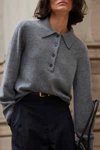 The Cashmere Polo in Heather Grey