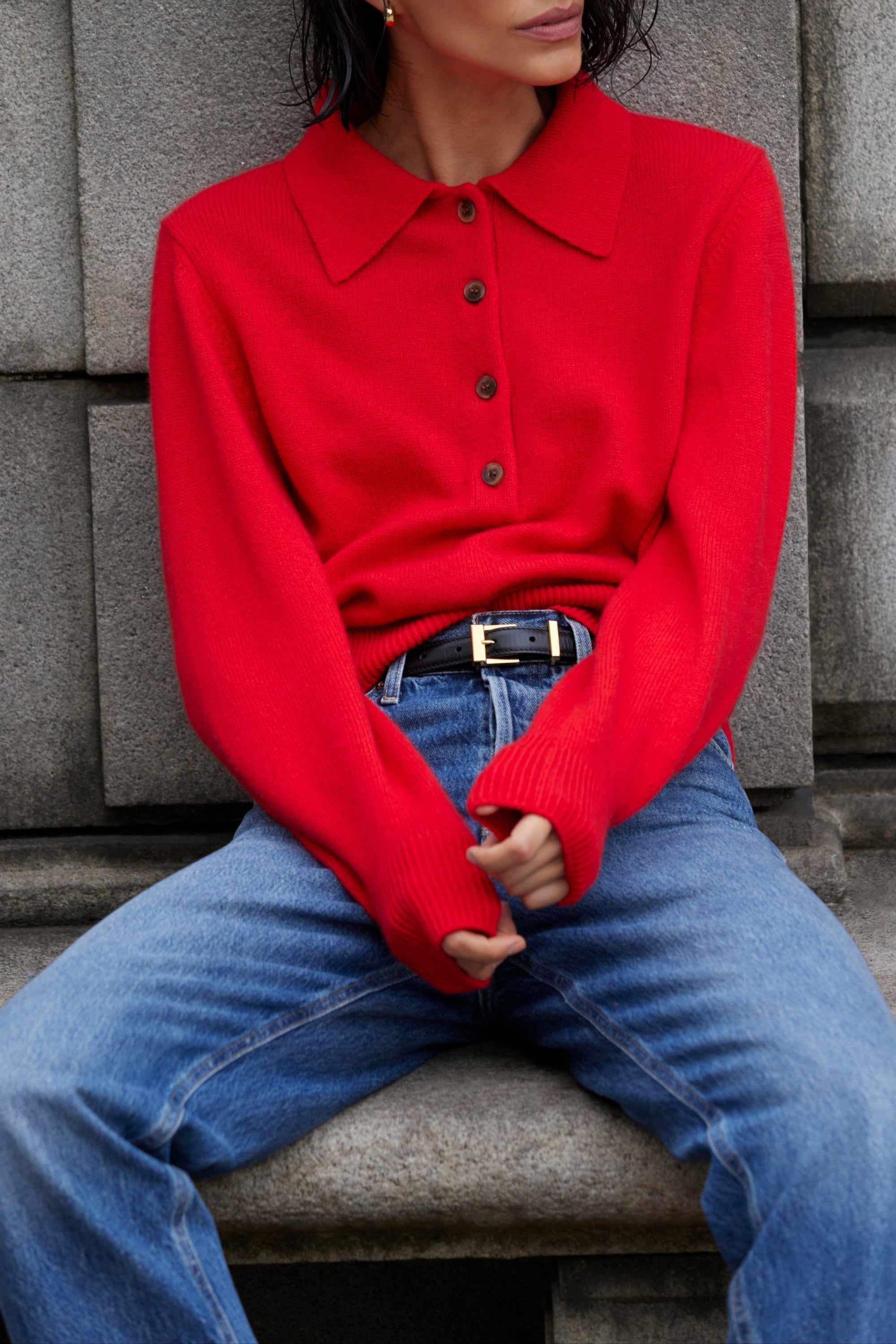 The Cashmere Polo in Cherry