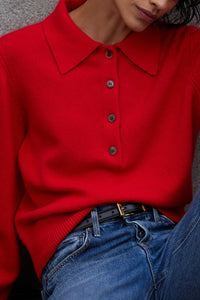 The Cashmere Polo in Cherry