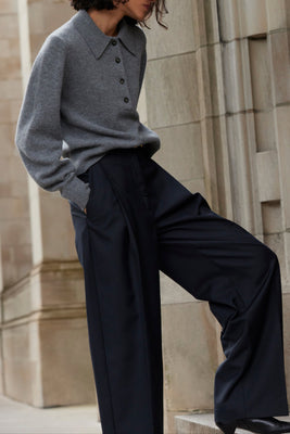 The Cashmere Polo in Heather Grey