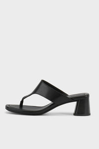 Vagabond Evie heeled thong sandal black leather. 6139-001-20 PIPE AND ROW
