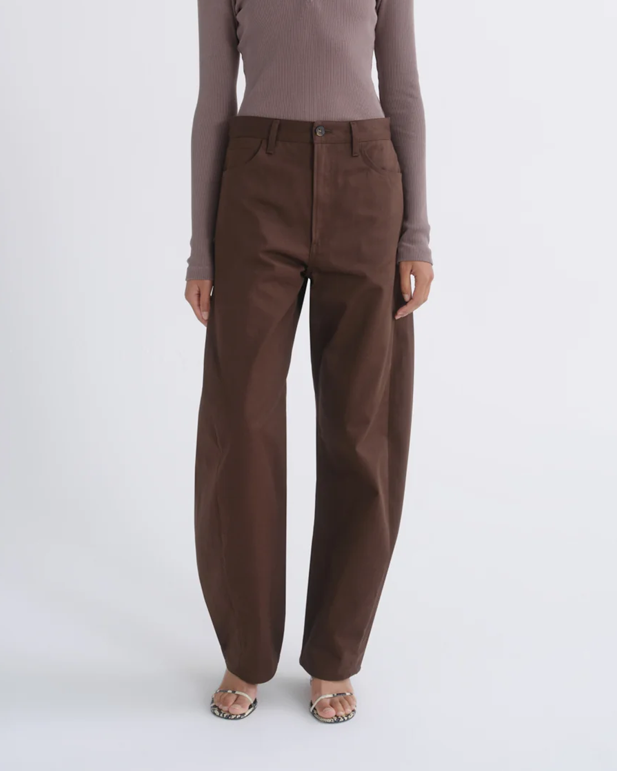 Agolde structured twill Luna Trouser dark chocolate brown deep roast | Pipe and Row