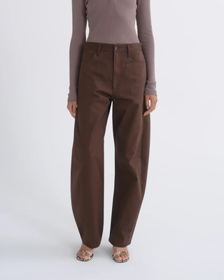 Agolde structured twill Luna Trouser dark chocolate brown deep roast | Pipe and Row
