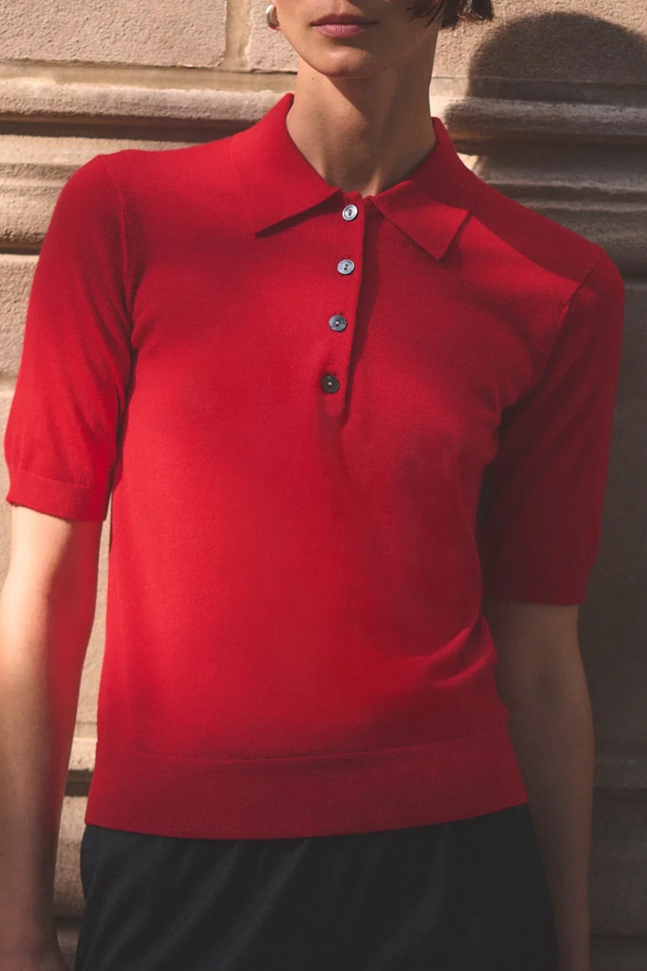 THE REFINED SHORT SLEEVE POLO IN ICONIC RED