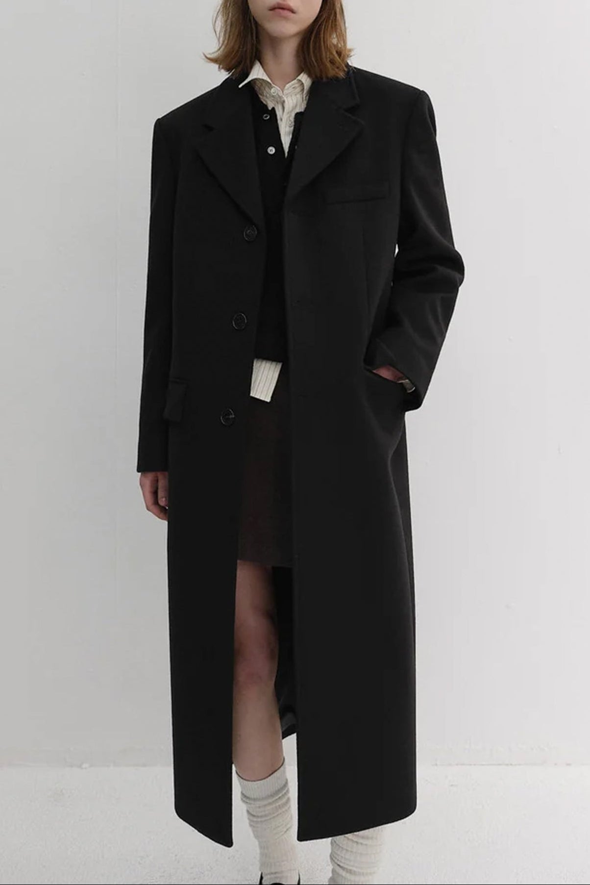 UNISEX 2-WAY 3 BUTTON CASHMERE COAT