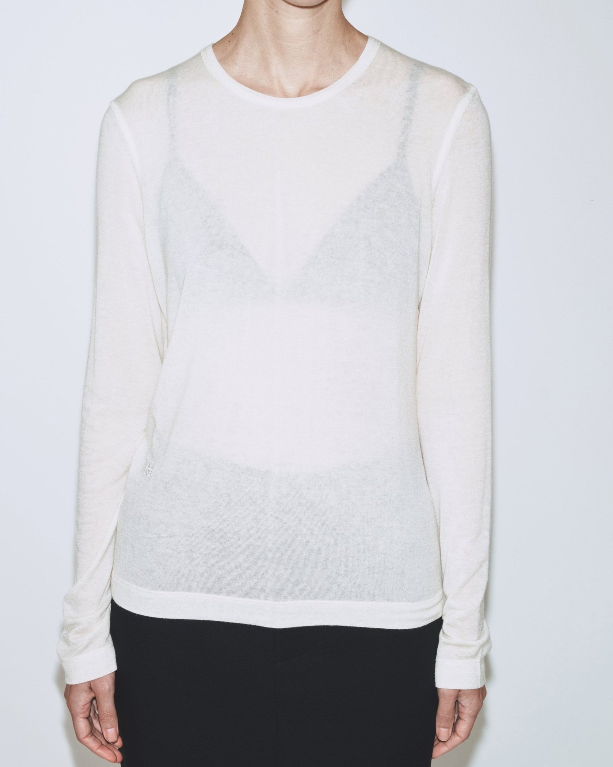 WOOL TENCEL CREW NECK TOP