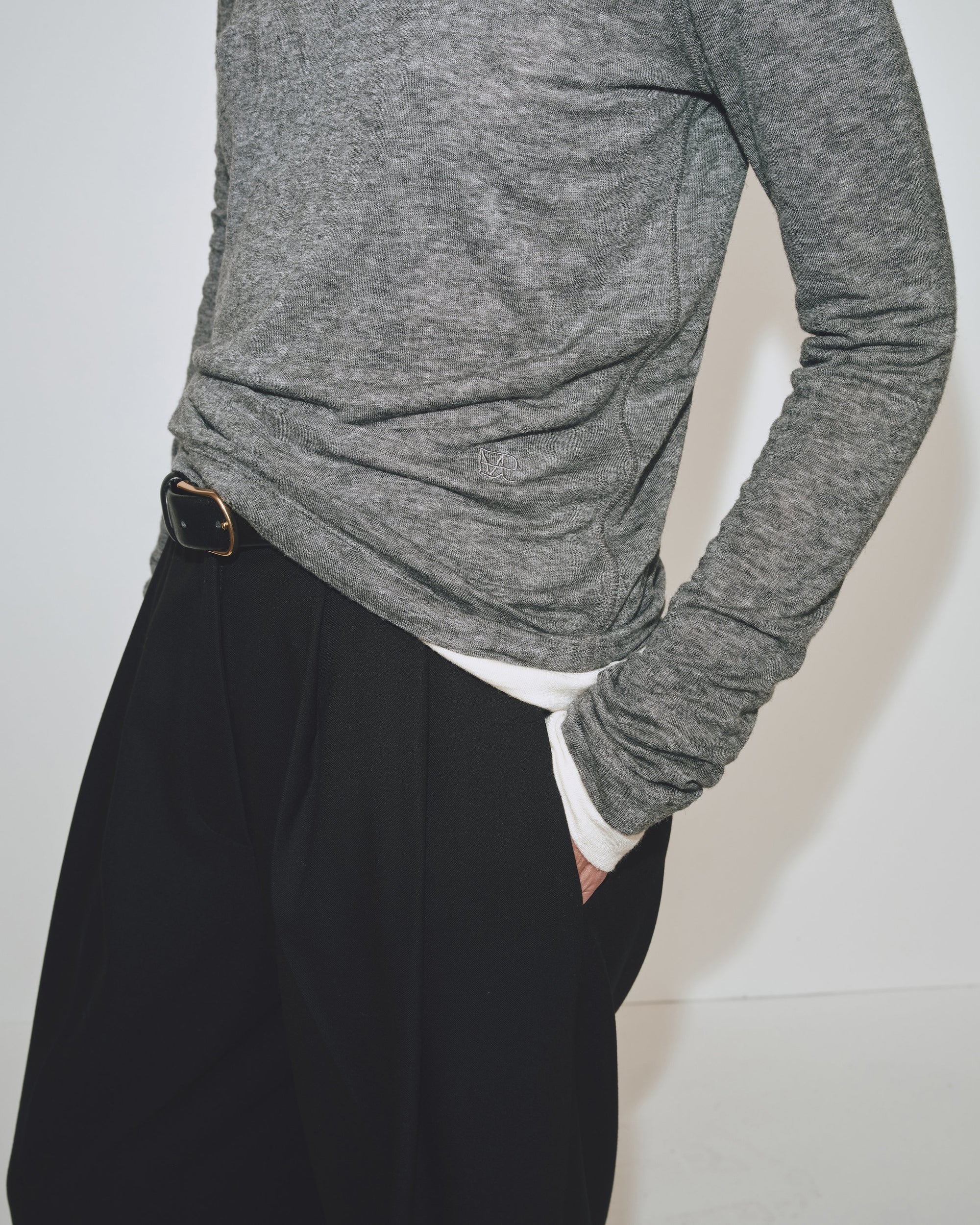 WOOL TENCEL CREW NECK TOP