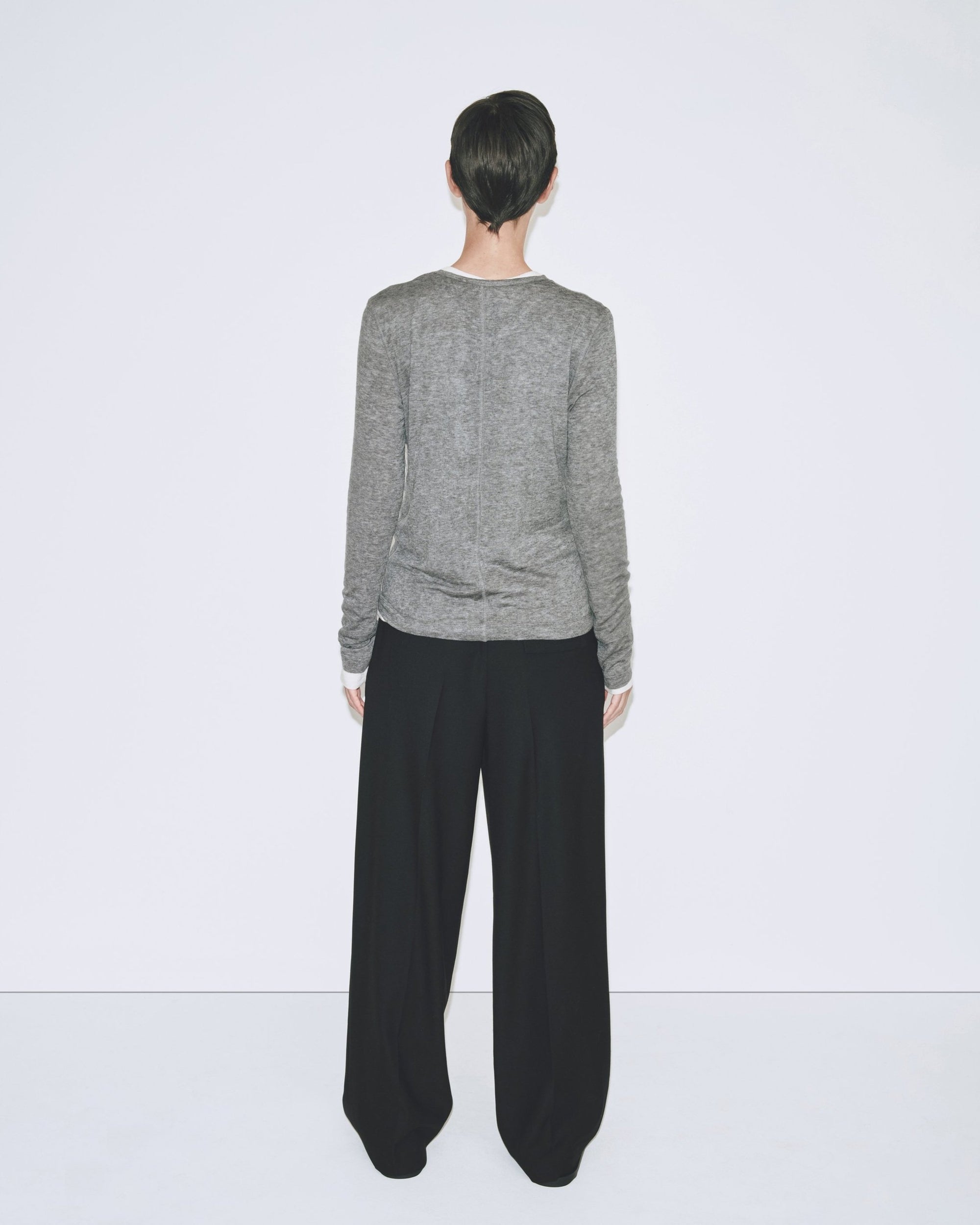 WOOL TENCEL CREW NECK TOP