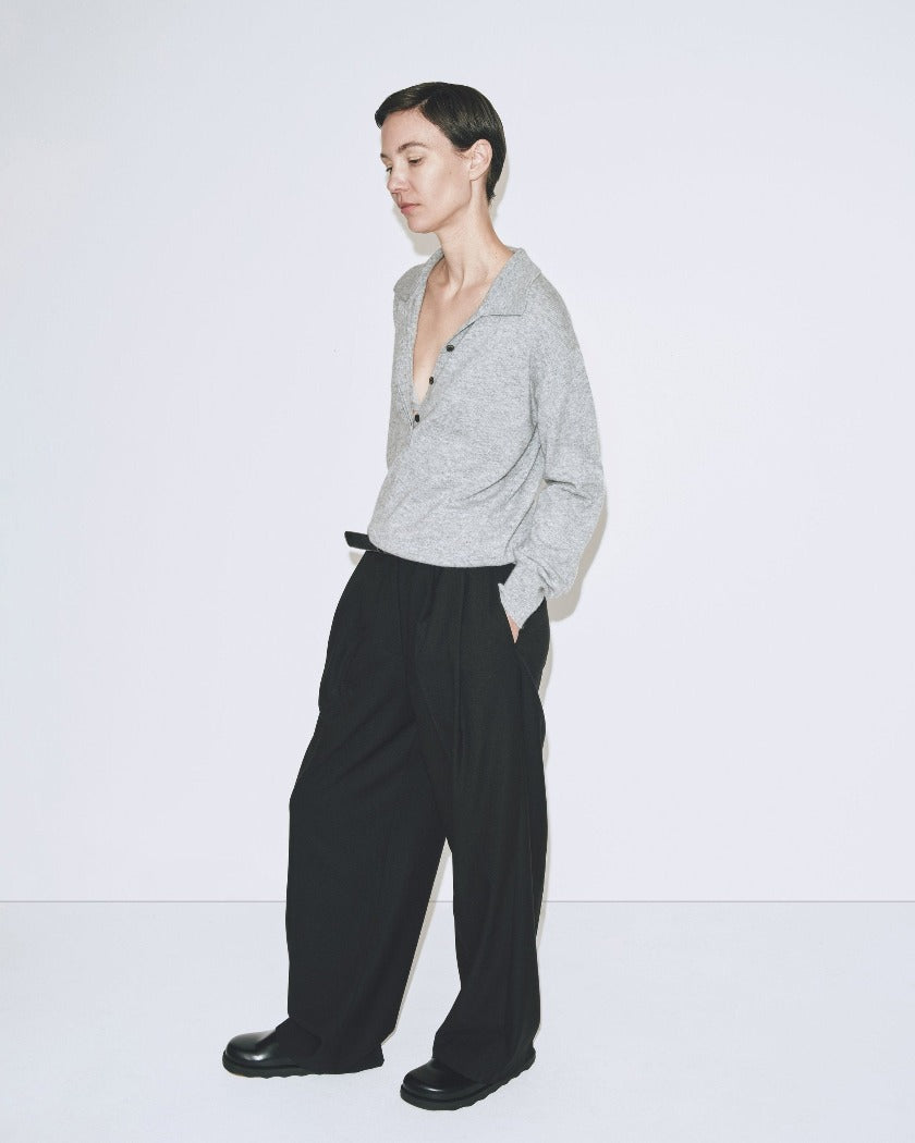 Mijeong Park pleat front wide leg trousers black | PIPE AND ROW