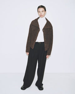 Mijeong Park spread collar boucle cardigan brown knit | Pipe and Row