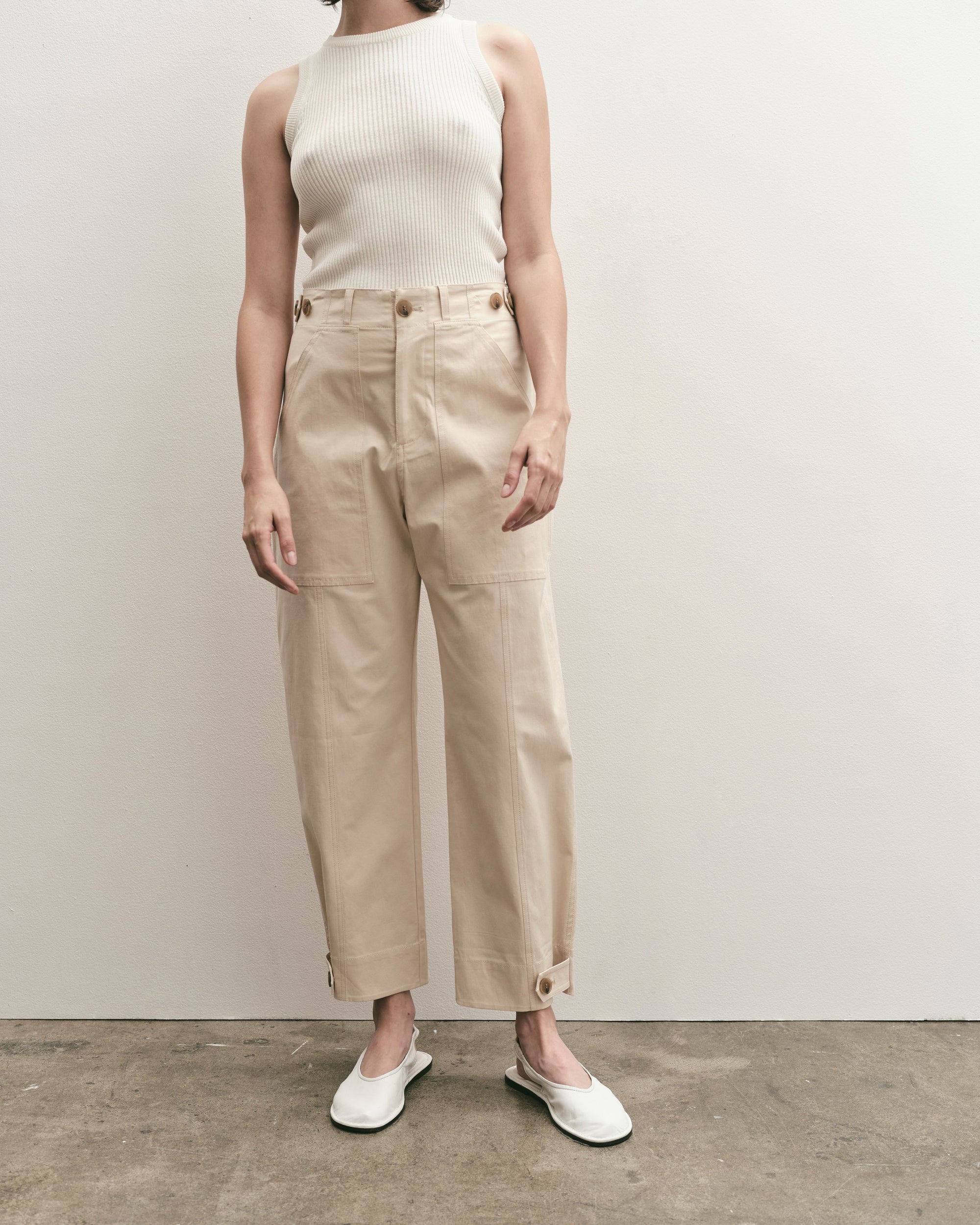 Mijeong Park cropped workwear trousers light weight | Pipe and Row Seattle