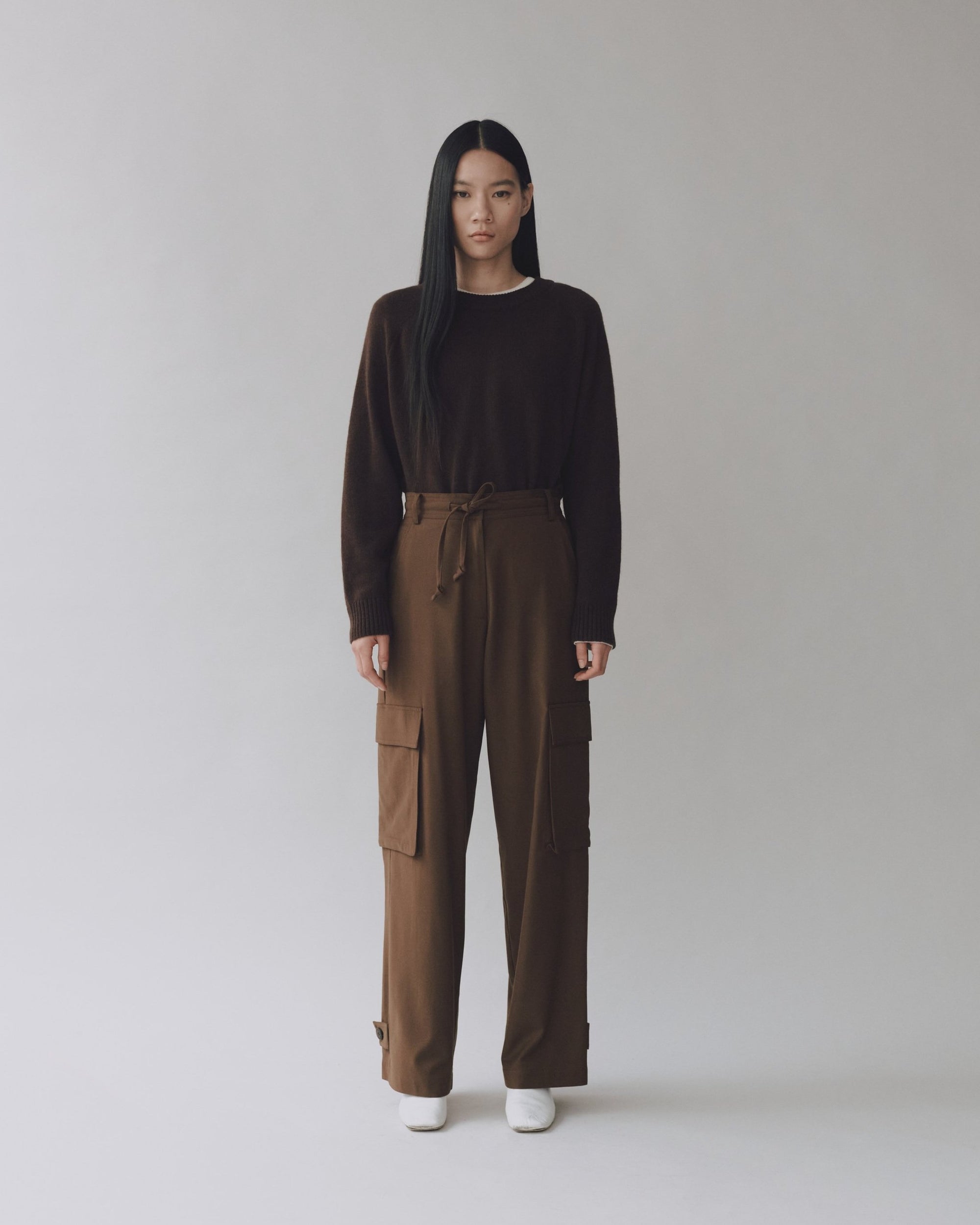 Mijeong Park cashmere blend crewneck knit sweater brown | Pipe and Row