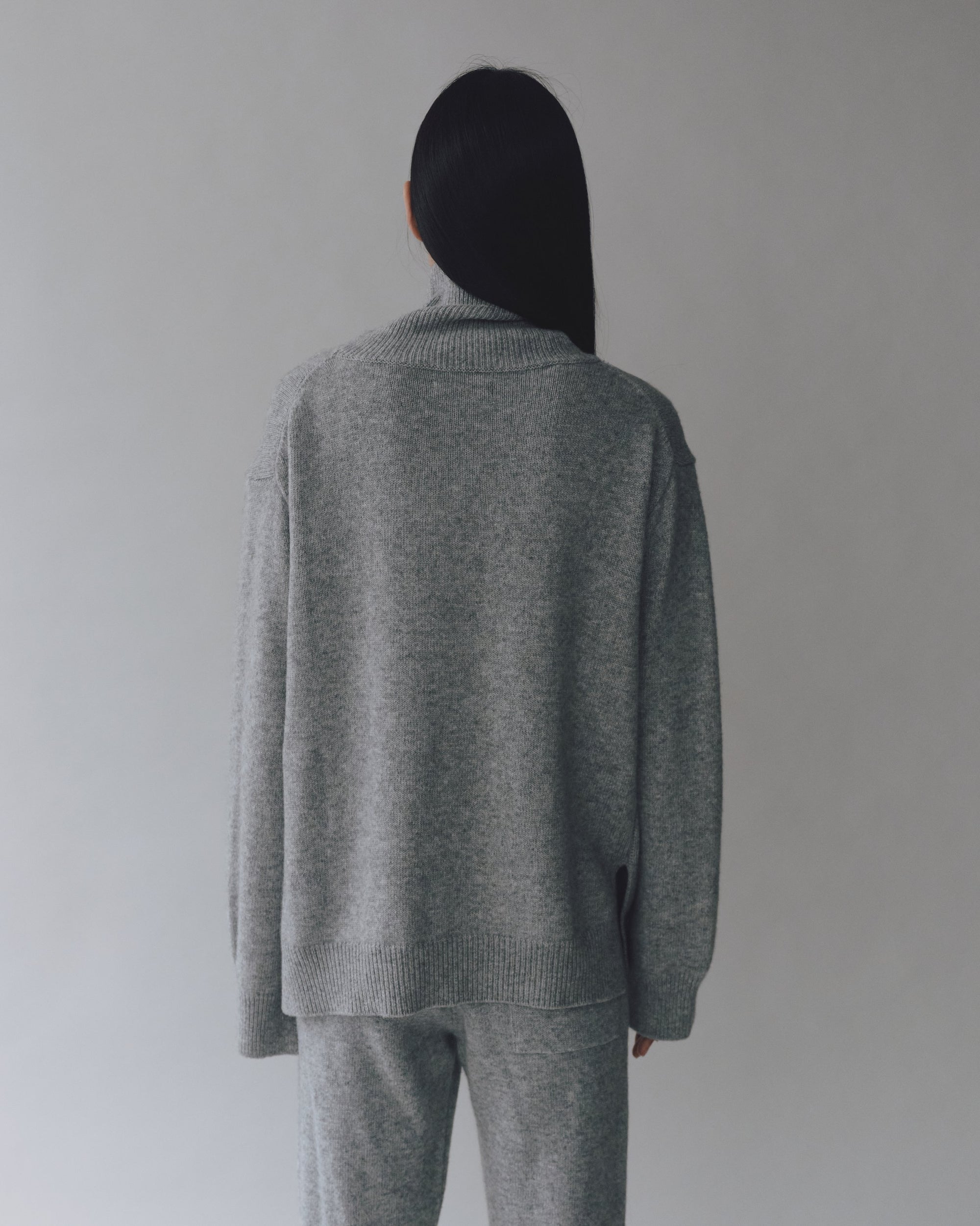 Mijeong Park cashmere blend crewneck turtleneck knit sweater grey | Pipe and Row