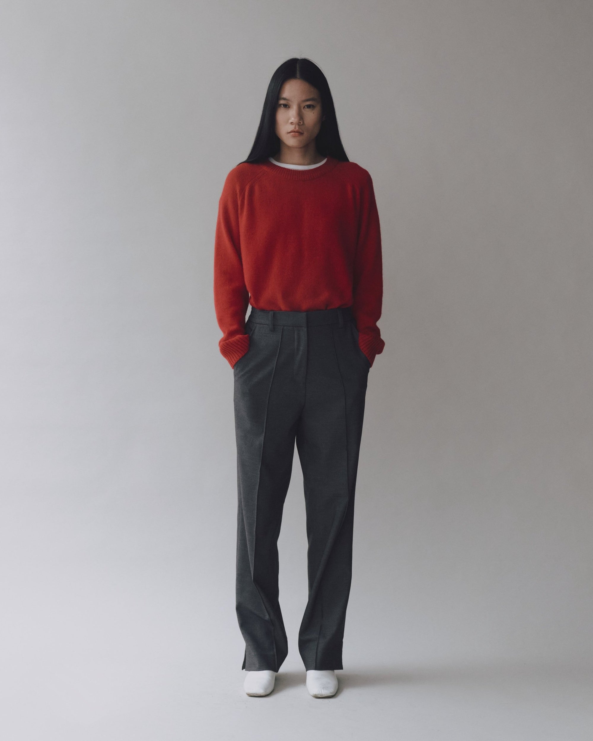 Mijeong Park cashmere blend crewneck knit sweater red | Pipe and Row