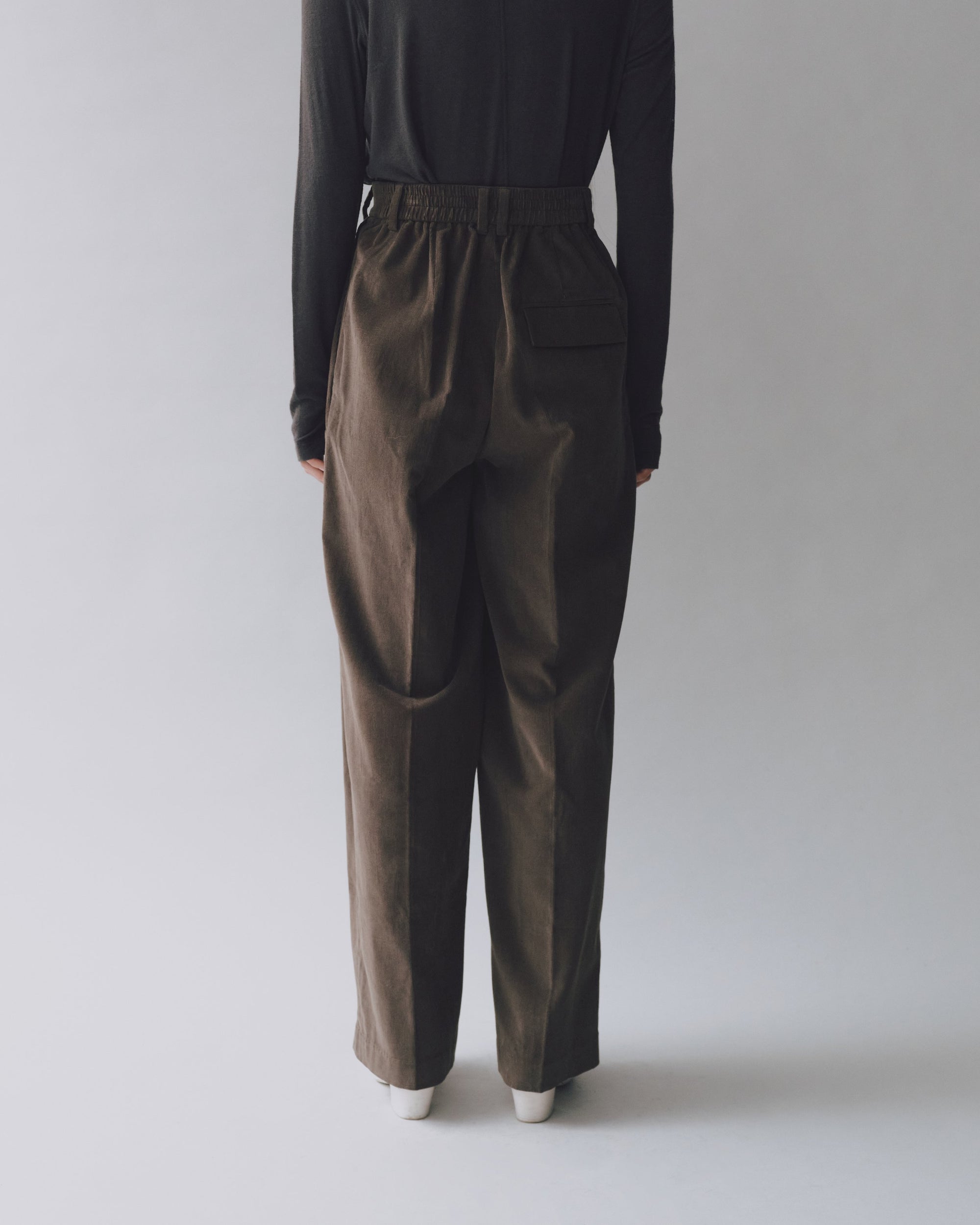 Mijeong Park thin corduroy wide leg pants light brown | Pipe and Row